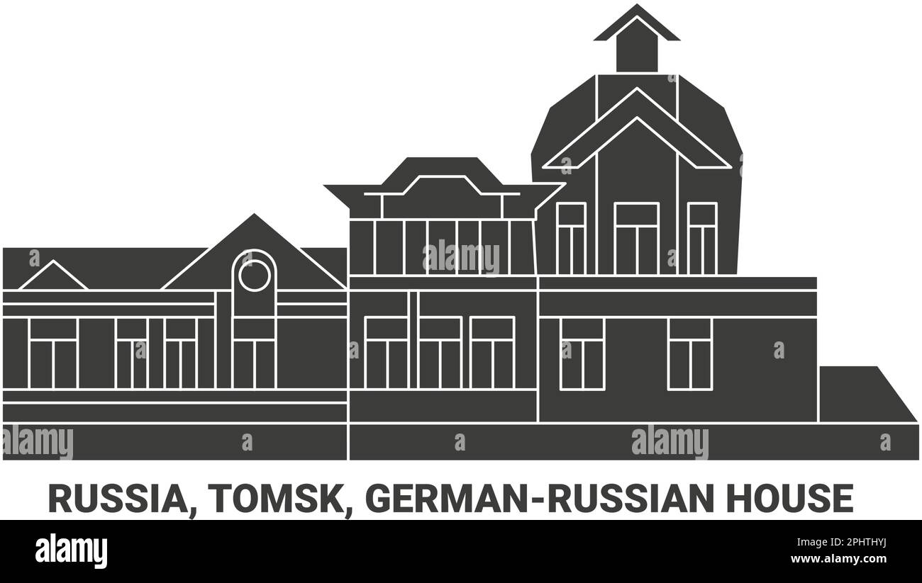 Russia, Tomsk, Germanrussiano Casa viaggio punto di riferimento vettore illustrazione Illustrazione Vettoriale