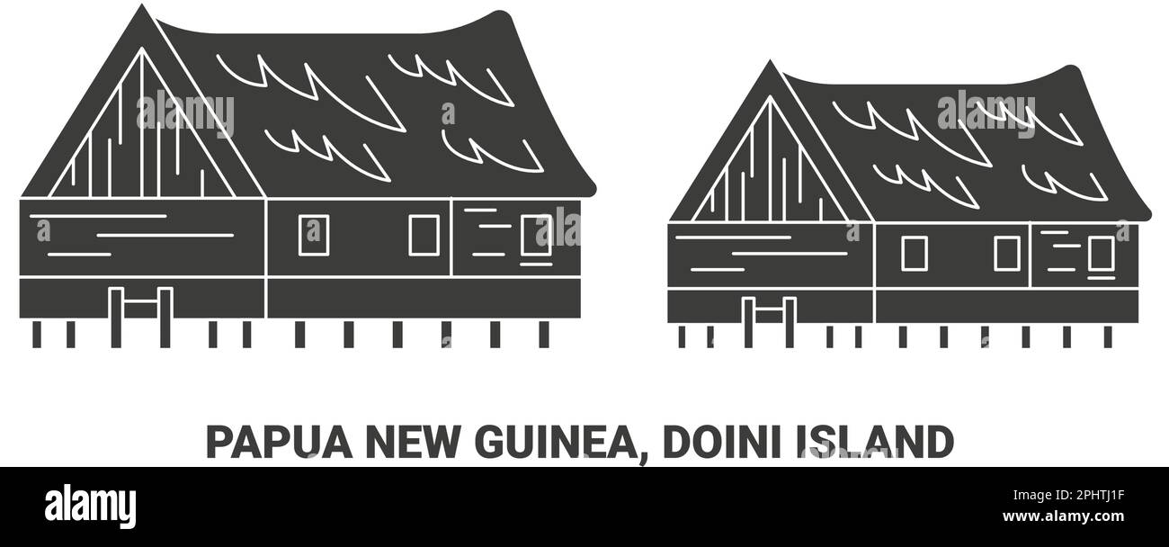 Papua Nuova Guinea, Isola di Doini, viaggio punto di riferimento vettore illustrazione Illustrazione Vettoriale