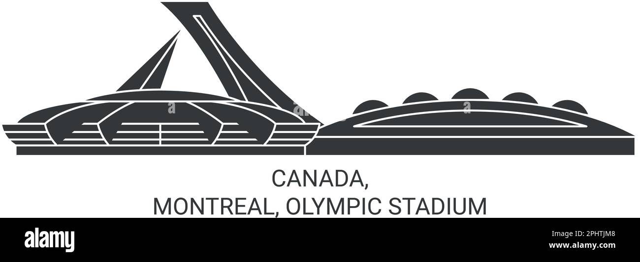 Canada, Montreal, Olympic Stadium viaggio punto di riferimento vettoriale illustrazione Illustrazione Vettoriale