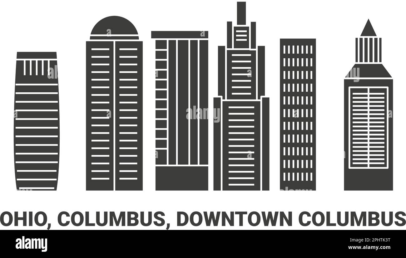 Stati Uniti, Ohio, Columbus, Downtown Columbus, illustrazione vettoriale di riferimento del viaggio Illustrazione Vettoriale