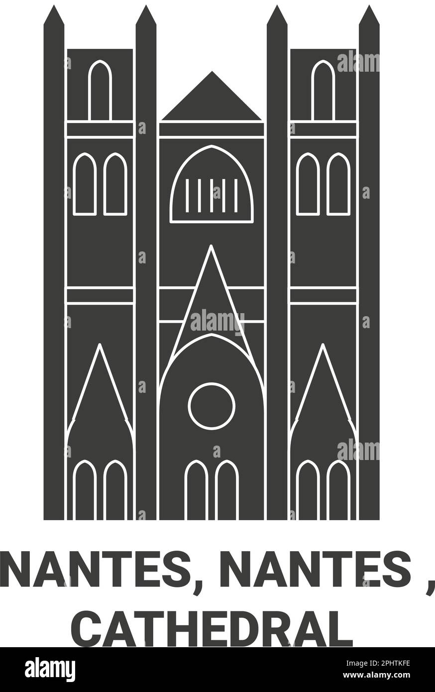 Francia, Nantes, Nantes , viaggio cattedrale punto di riferimento vettoriale illustrazione Illustrazione Vettoriale