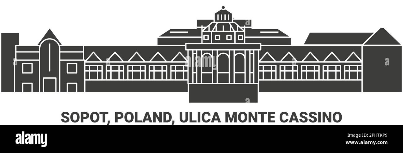 Polonia, Sopot, Ulica Monte Cassino viaggio punto di riferimento vettoriale illustrazione Illustrazione Vettoriale
