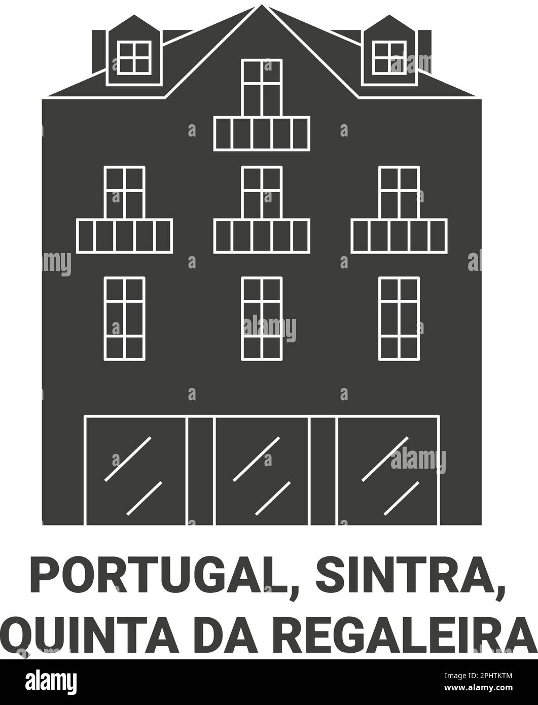 Portogallo, Sintra, Quinta da Regaleira viaggio punto di riferimento vettoriale illustrazione Illustrazione Vettoriale