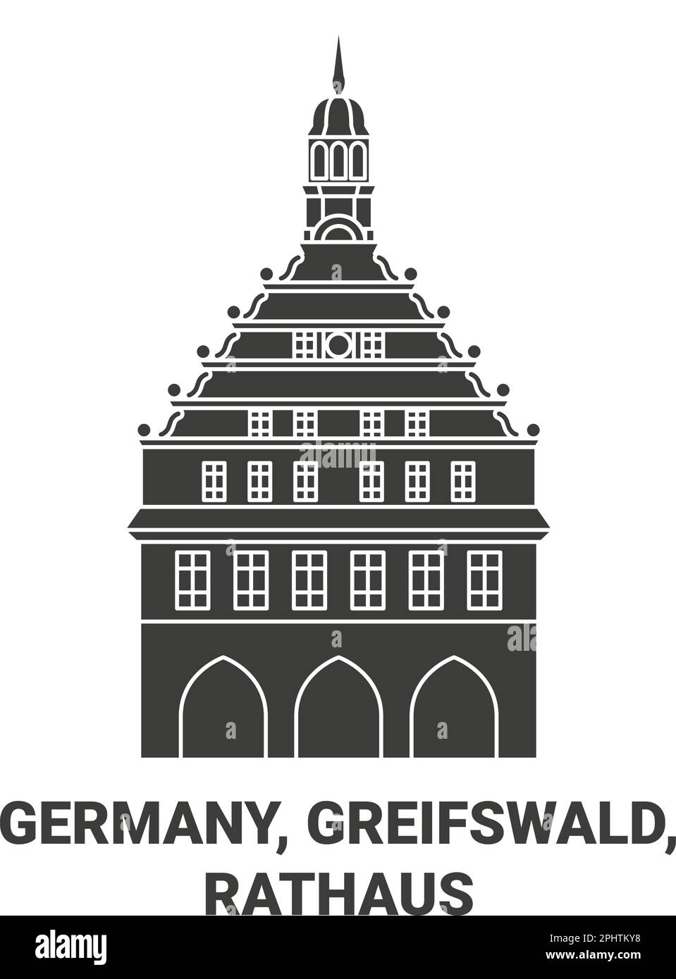 Germania, Greifswald, Rathaus viaggio riferimento vettore illustrazione Illustrazione Vettoriale
