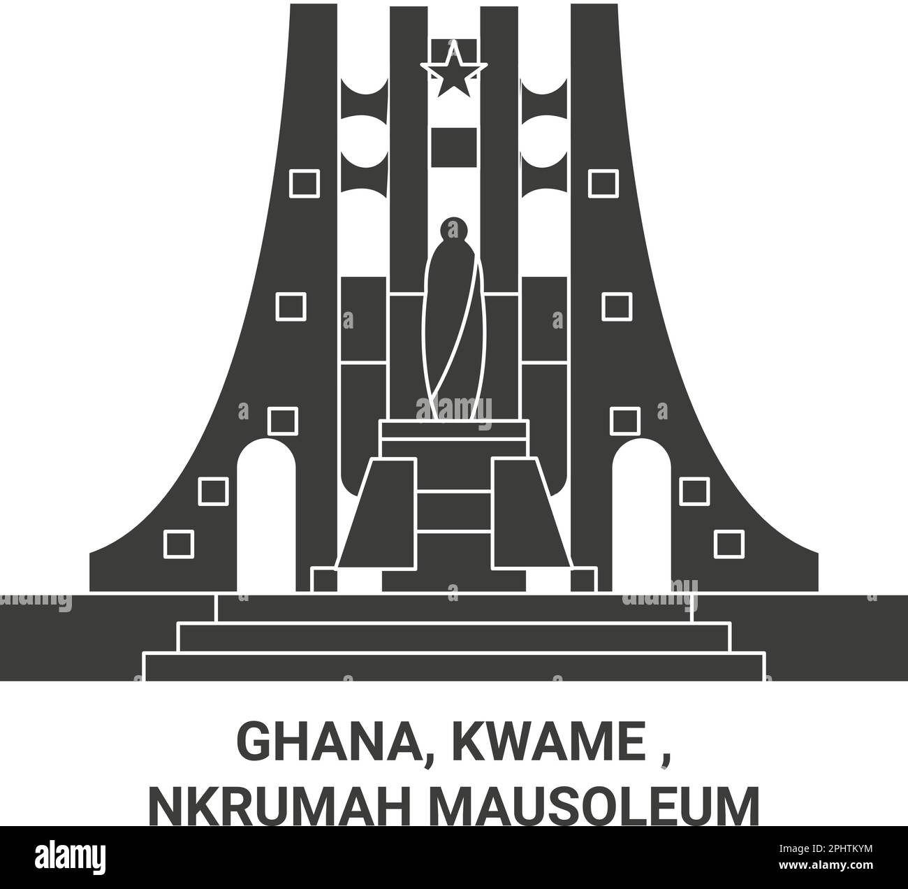 Ghana, Kwame , Mausoleo di Nkrumah viaggio punto di riferimento vettore illustrazione Illustrazione Vettoriale