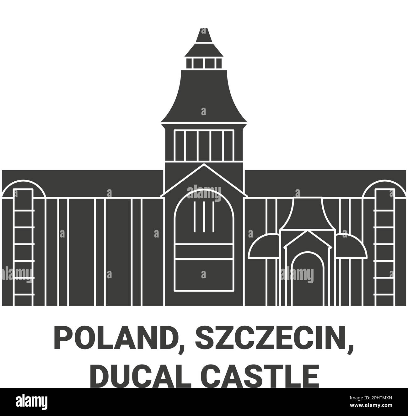 Polonia, Szczecin, Castello Ducale viaggio punto di riferimento vettore illustrazione Illustrazione Vettoriale