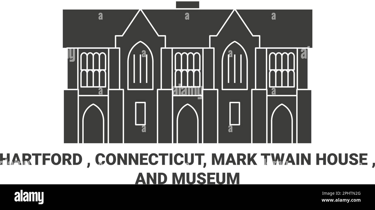 Stati Uniti, Hartford , Connecticut, Mark Twain House , e Museo viaggio punto di riferimento vettore illustrazione Illustrazione Vettoriale