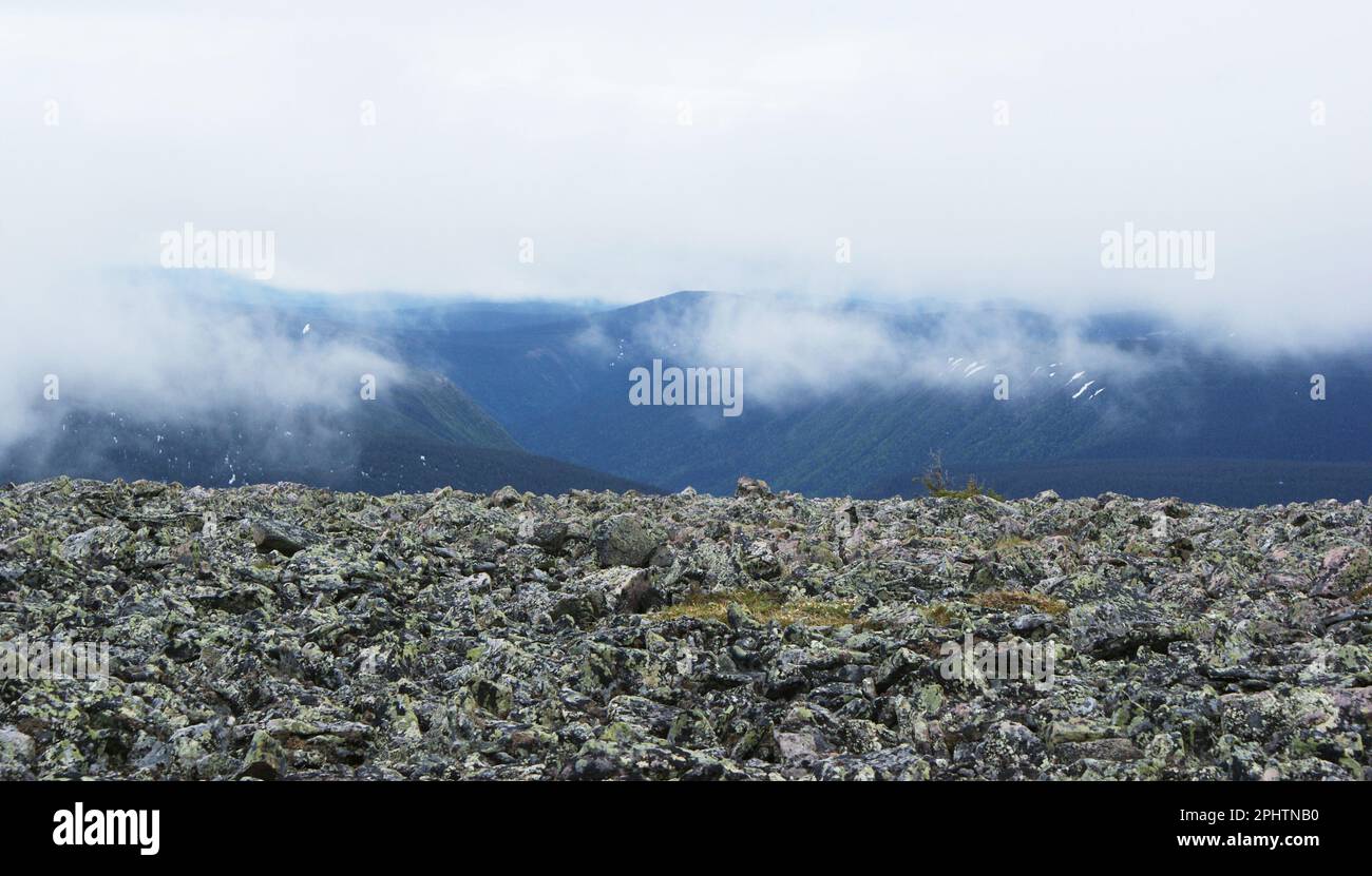 Au sommet du mont Jacques Cartier vue sur les Monts Chic Chocs Foto Stock