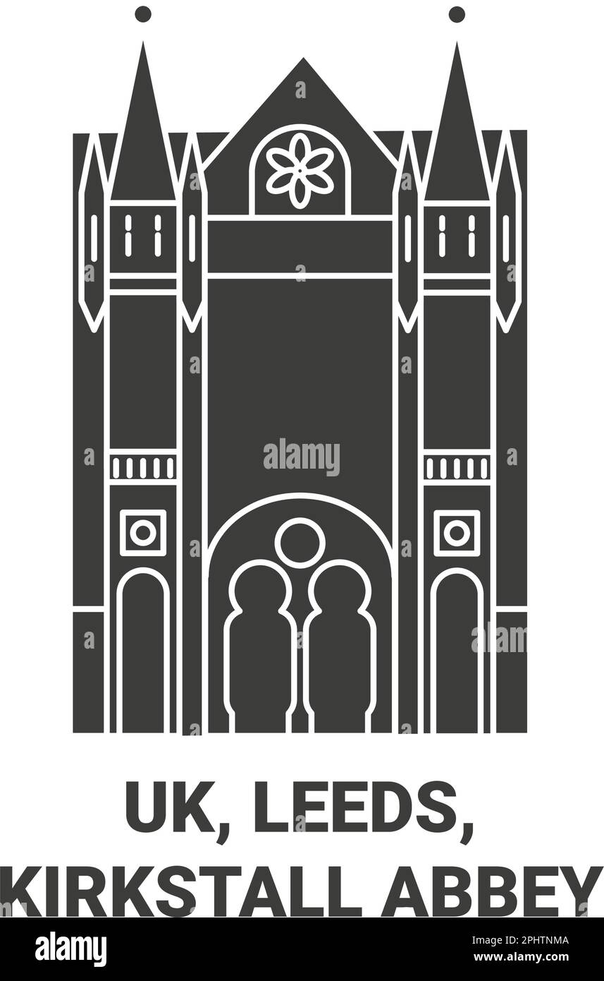 Inghilterra, Leeds, Kirkstall Abbey viaggio punto di riferimento vettore illustrazione Illustrazione Vettoriale