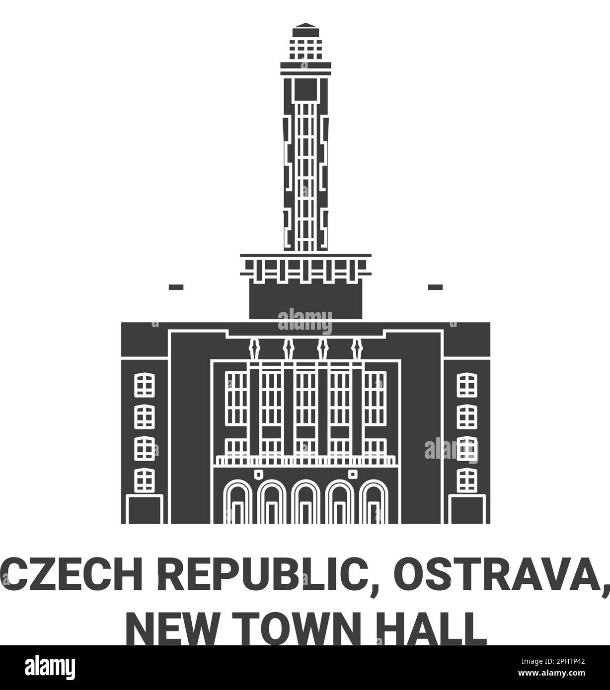 Repubblica Ceca, Ostrava, New Town Hall viaggio punto di riferimento vettoriale illustrazione Illustrazione Vettoriale