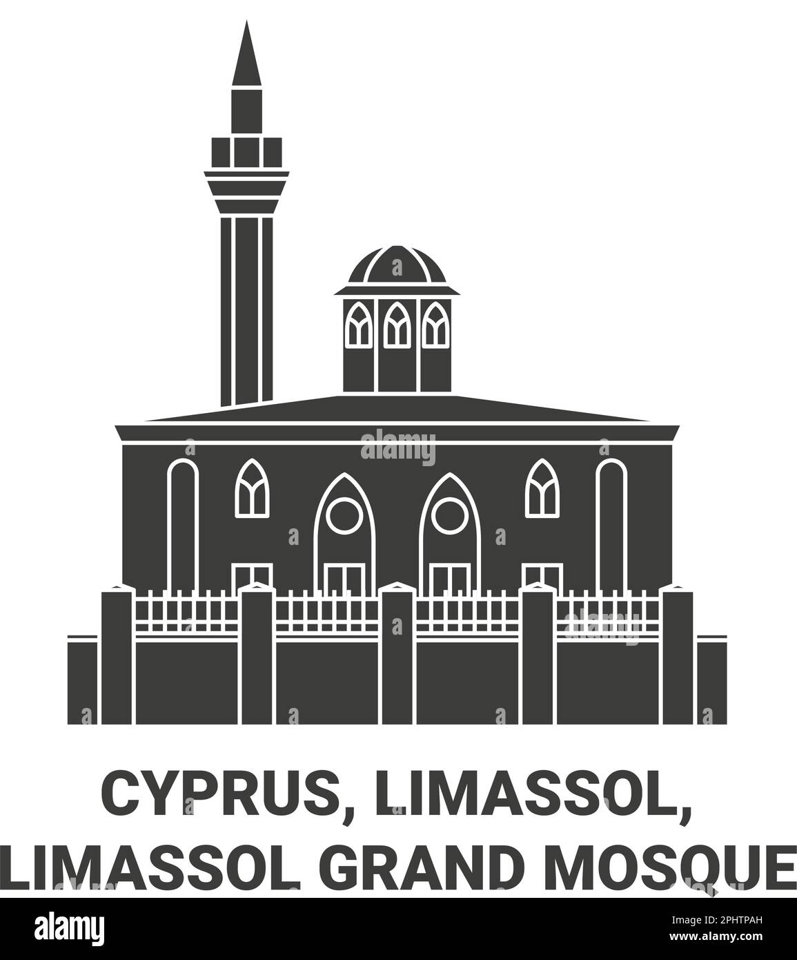 Cipro, Limassol, Limassol Grande Moschea viaggio punto di riferimento vettoriale illustrazione Illustrazione Vettoriale