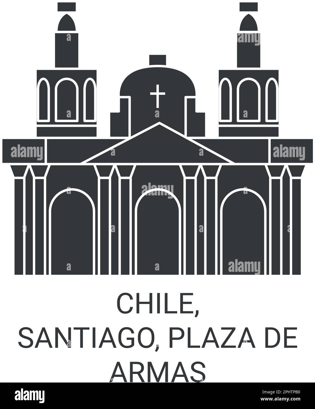 Cile, Santiago, Plaza De Armas viaggio punto di riferimento vettore illustrazione Illustrazione Vettoriale