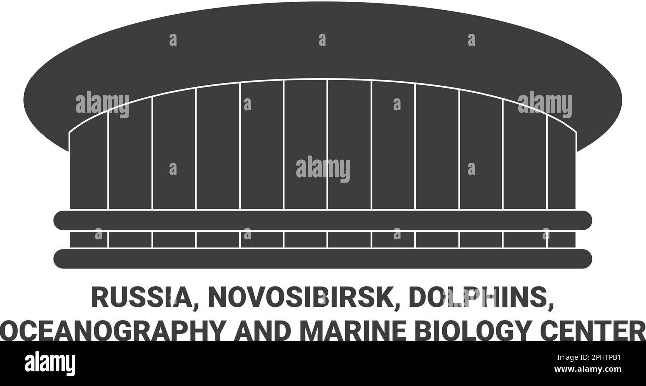 Russia, Novosibirsk, Delfini, Oceanografia e Marine Biology Center viaggio punto di riferimento vettore illustrazione Illustrazione Vettoriale