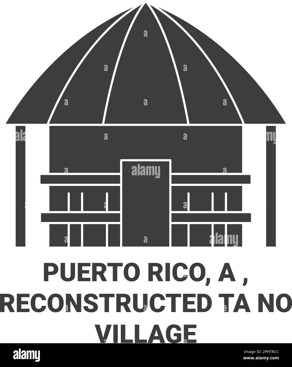 Puerto Rico, ricostruito viaggio Tano Village punto di riferimento vettoriale illustrazione Illustrazione Vettoriale