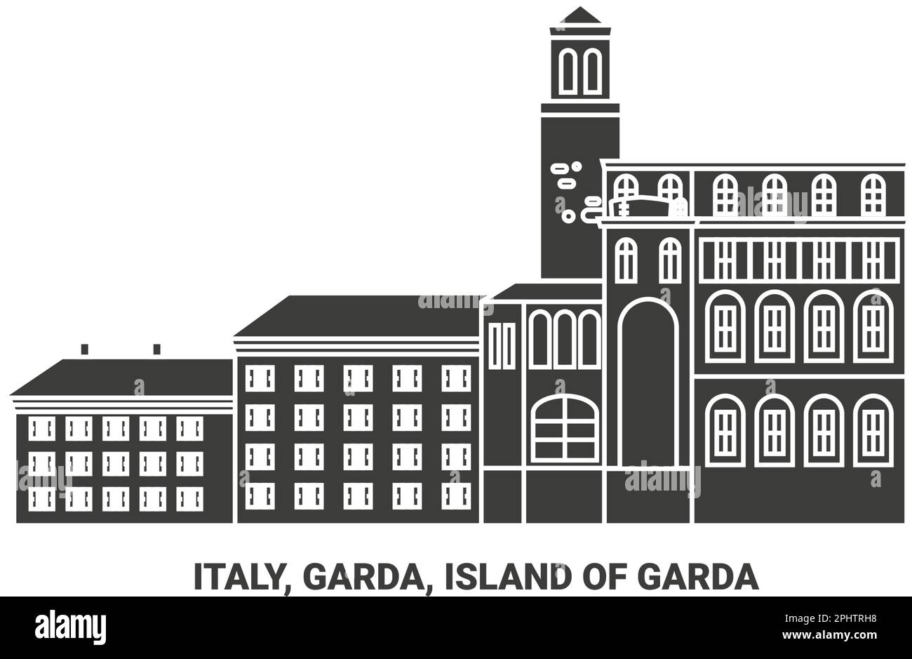 Italia, Garda, Isola di Garda viaggio punto di riferimento vettoriale illustrazione Illustrazione Vettoriale