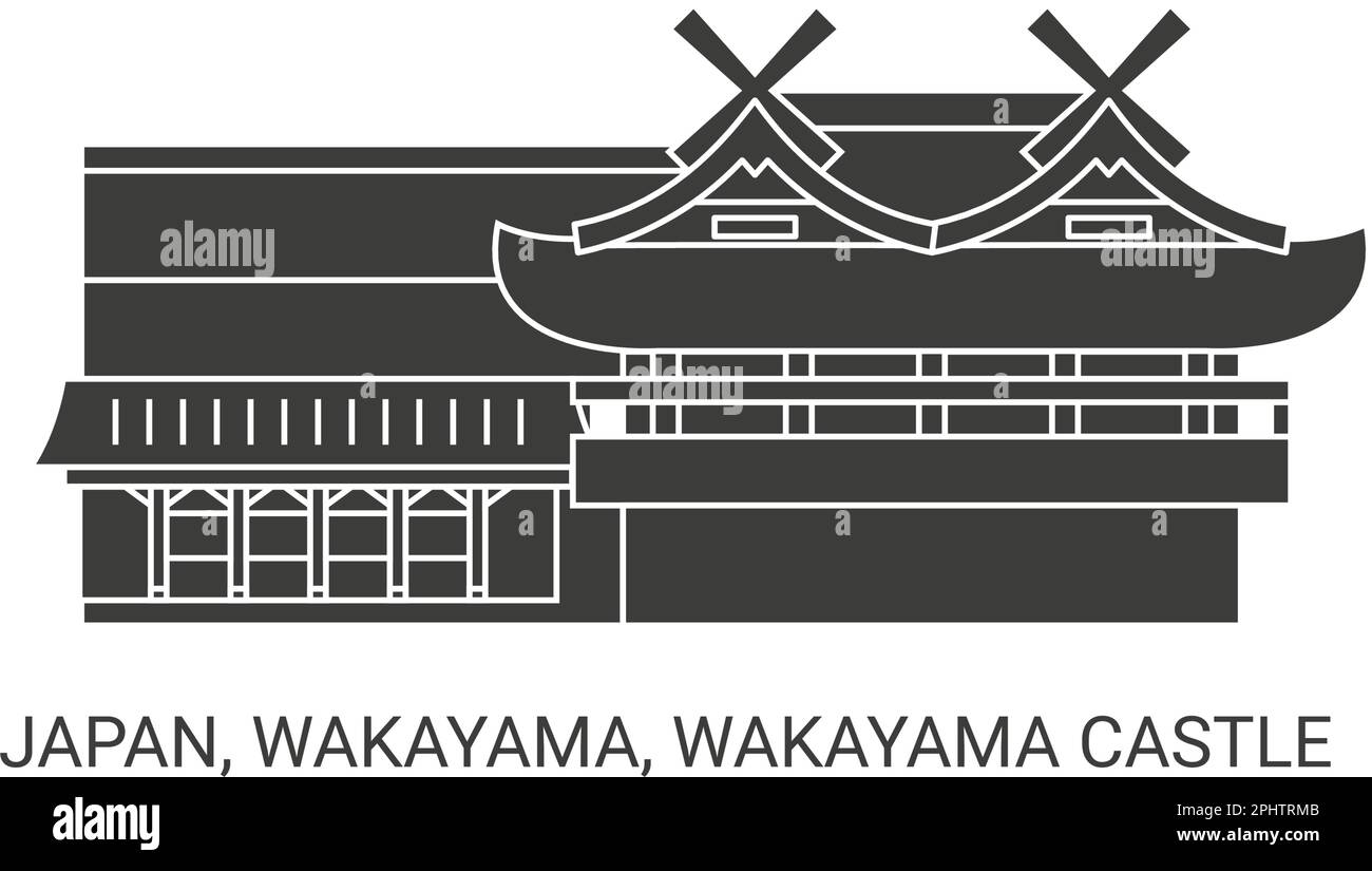 Giappone, Wakayama, Castello di Wakayama, viaggio punto di riferimento vettore illustrazione Illustrazione Vettoriale