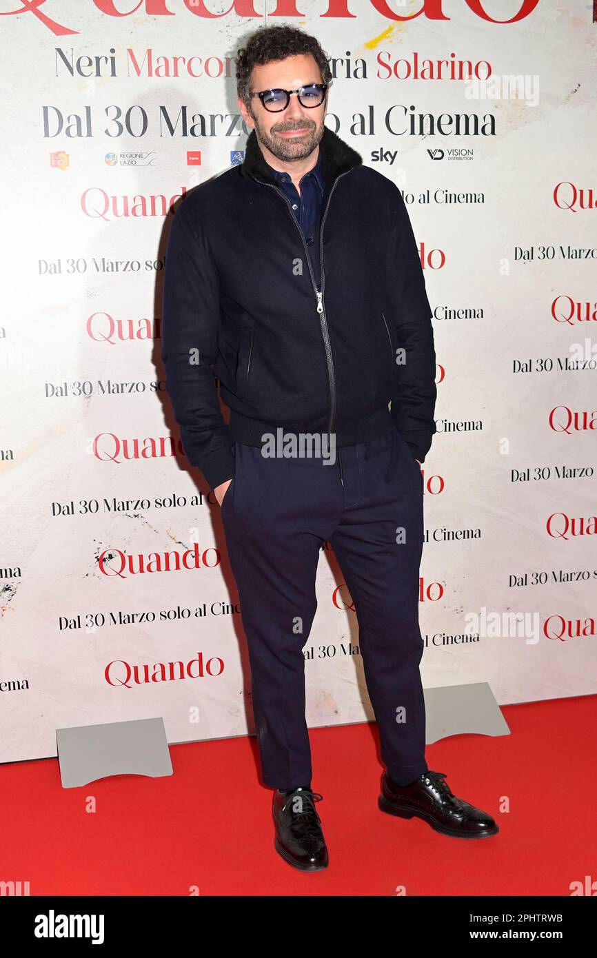 Roma, Italia. 29th Mar, 2023. Alberto Matano partecipa al tappeto rosso della prima del film 'Quando' al Cinema Adriano. Credit: SOPA Images Limited/Alamy Live News Foto Stock