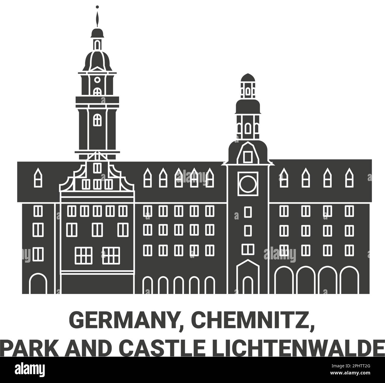 Germania, Chemnitz, Parco e Castello Lichtenwalde viaggio punto di riferimento vettore illustrazione Illustrazione Vettoriale