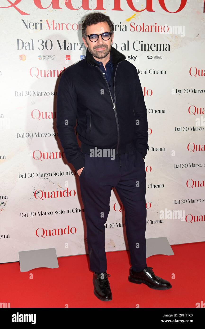 Roma, Italia. 29th Mar, 2023. Alberto Matano partecipa al tappeto rosso della prima del film 'Quando' al Cinema Adriano. Credit: SOPA Images Limited/Alamy Live News Foto Stock