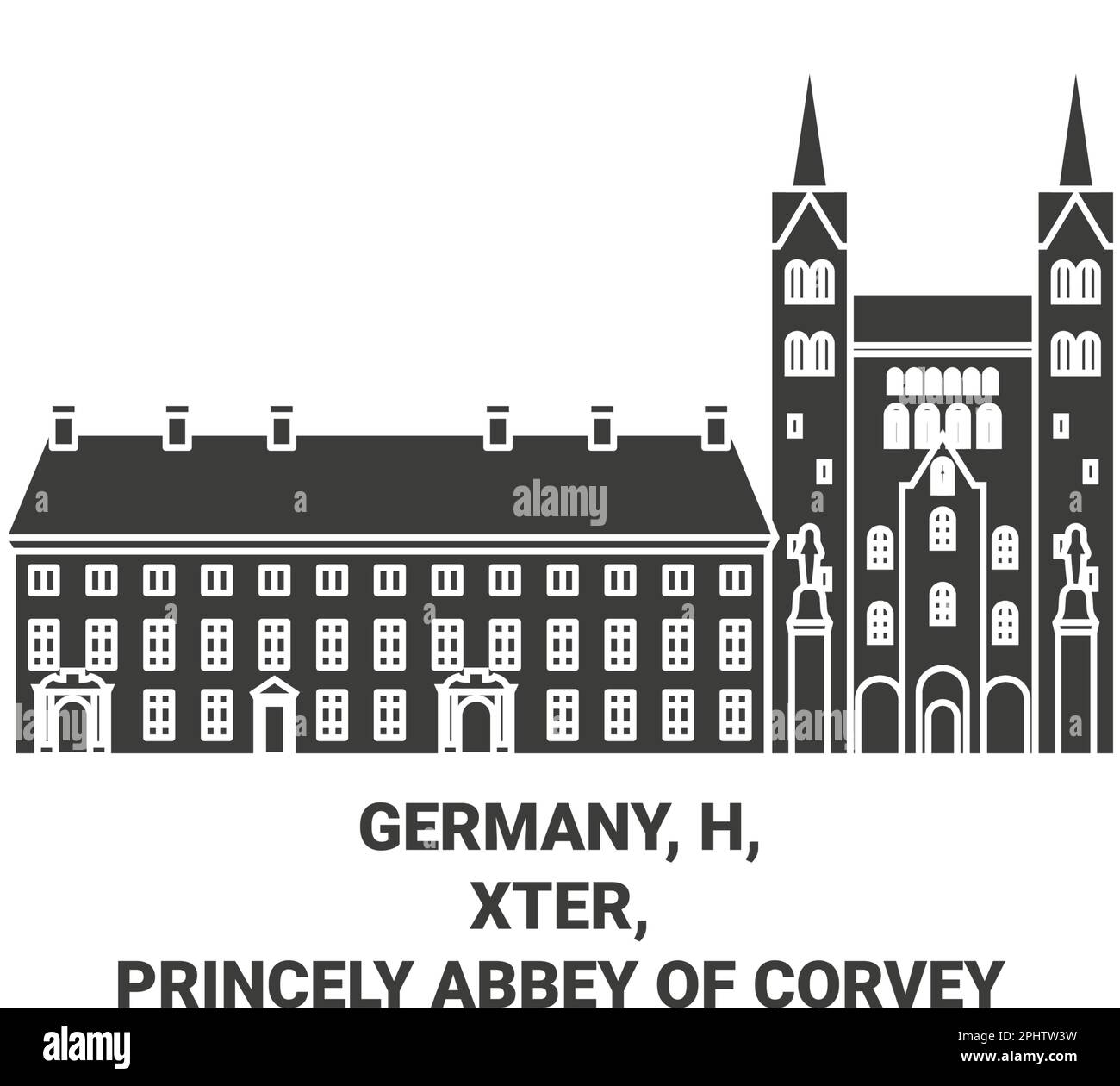 Germania, Hoxter, Abbazia principesca di Corvey viaggio punto di riferimento vettore illustrazione Illustrazione Vettoriale