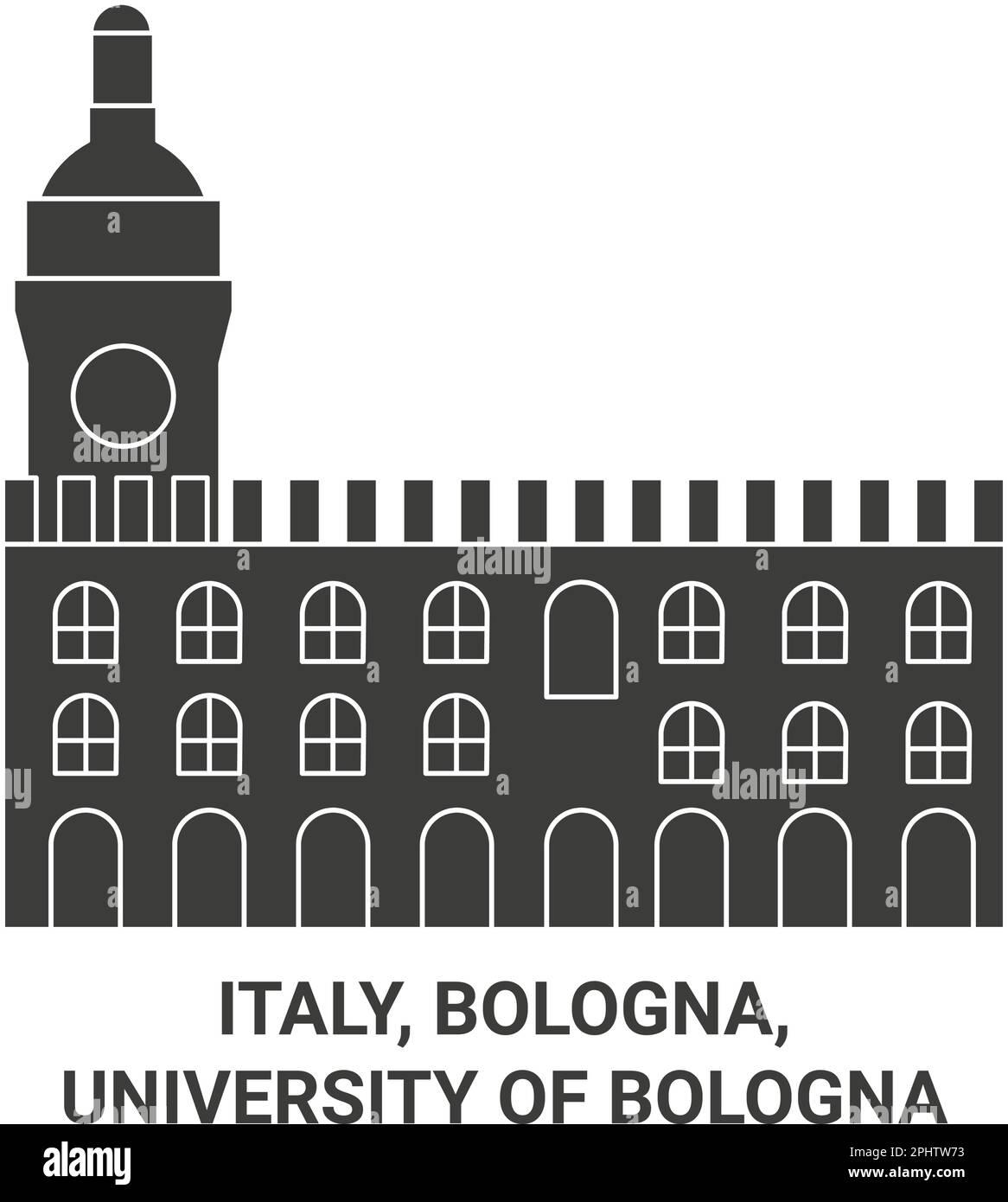 Italia, Bologna, Università di Bologna viaggio punto di riferimento vettoriale illustrazione Illustrazione Vettoriale