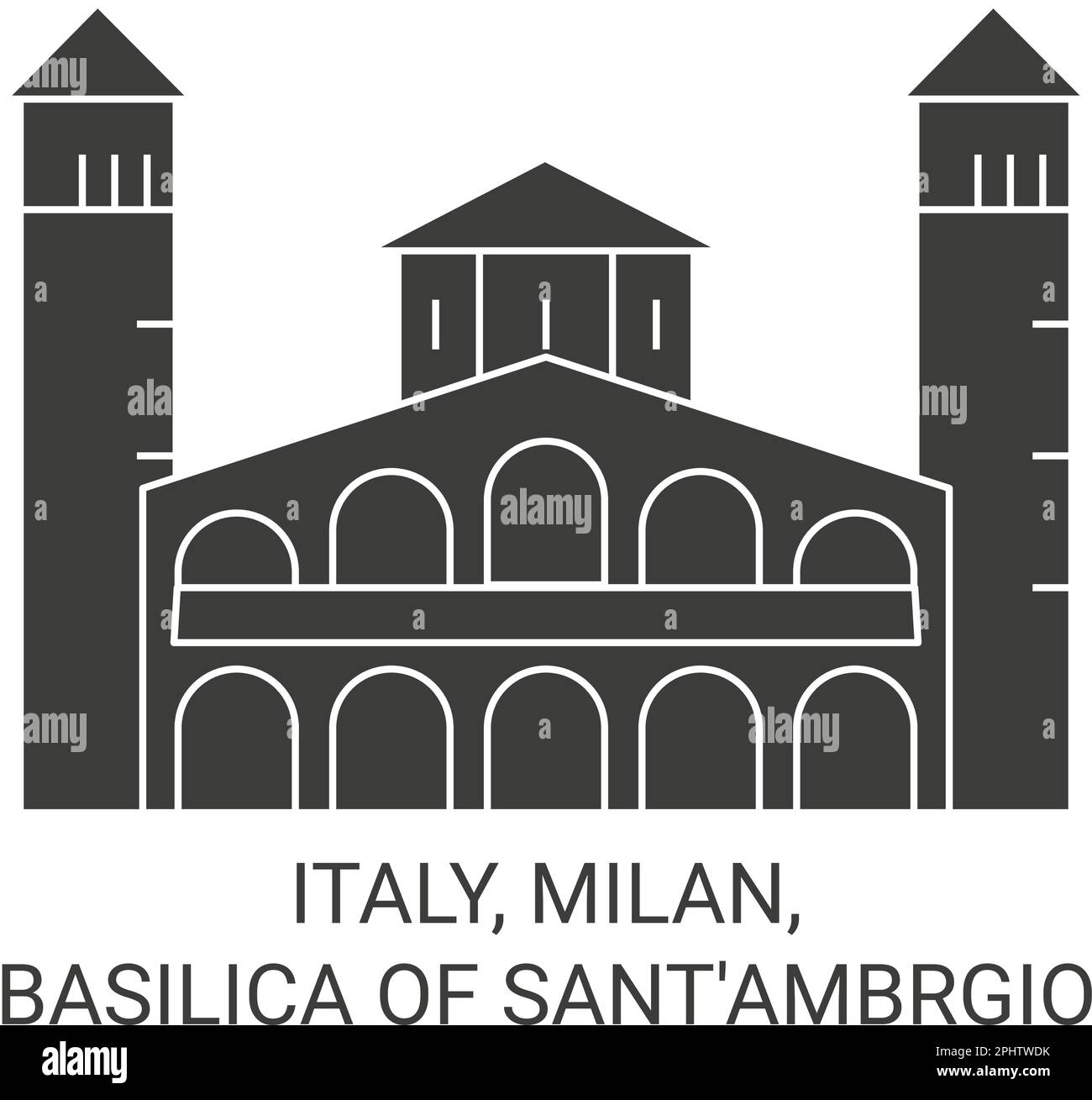 Italia, Milano, Basilica di Sant'ambrogio viaggio punto di riferimento vettoriale illustrazione Illustrazione Vettoriale