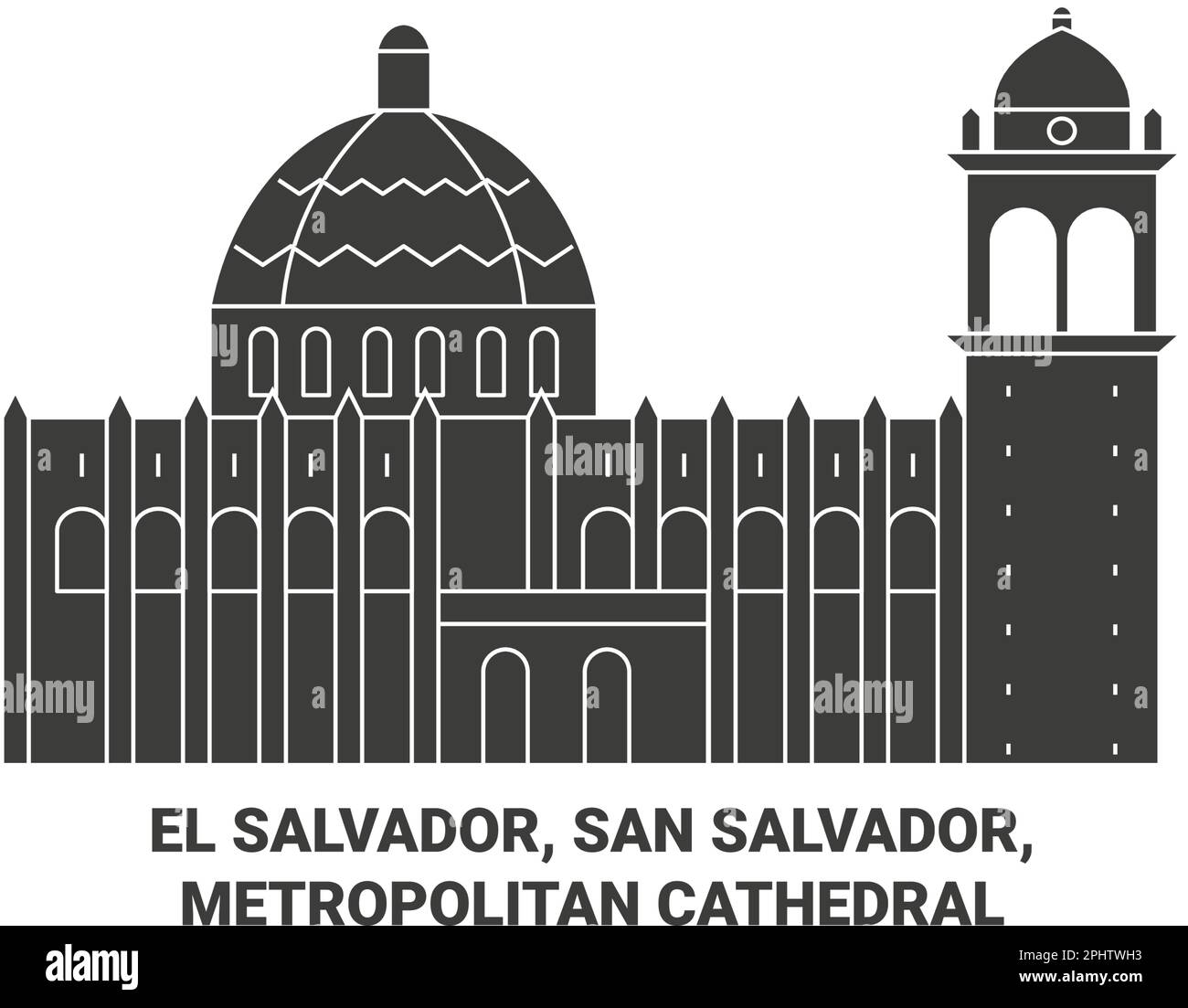 El Salvador, San Salvador, Metropolitan Cathedral viaggio punto di riferimento vettoriale illustrazione Illustrazione Vettoriale