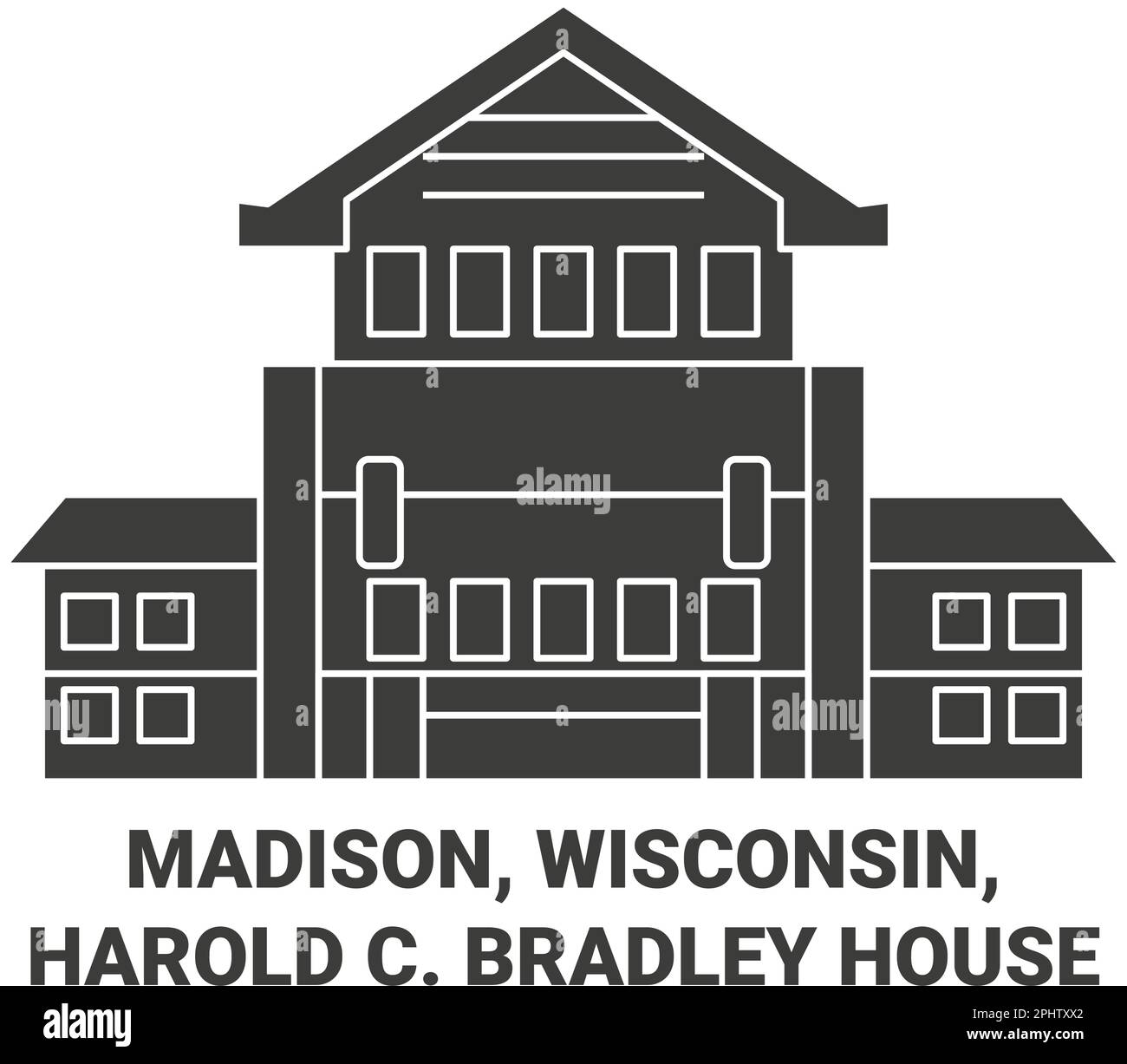 Stati Uniti, Madison, Wisconsin, Harold C. Bradley House viaggio punto di riferimento vettoriale illustrazione Illustrazione Vettoriale