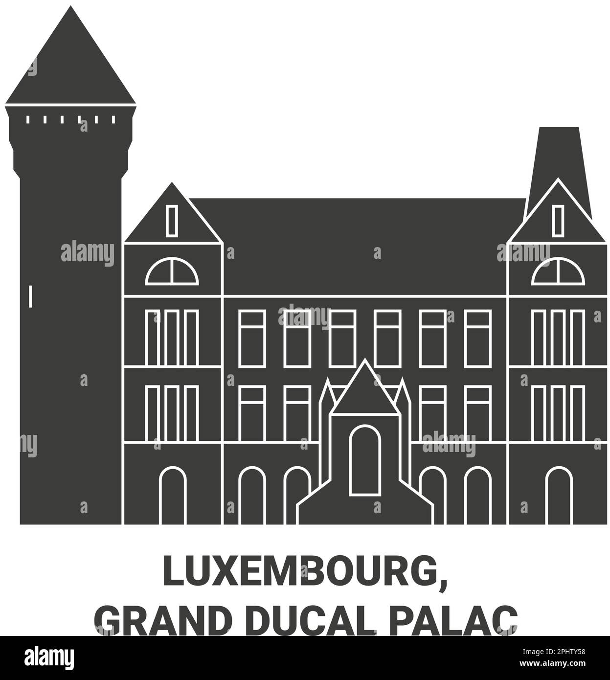 Luxembourg, Grand Ducal Palac viaggio punto di riferimento vettoriale illustrazione Illustrazione Vettoriale