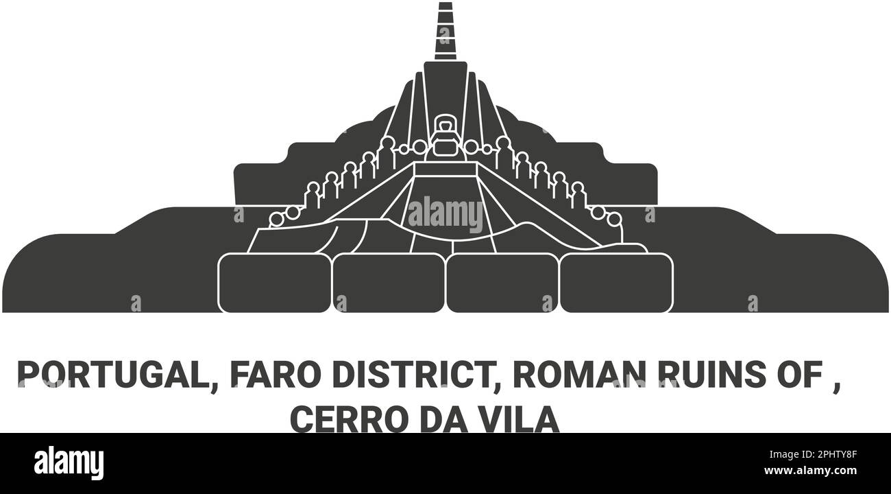 Portogallo, Distretto di Faro, rovine romane di , Cerro da Vila viaggio punto di riferimento vettore illustrazione Illustrazione Vettoriale