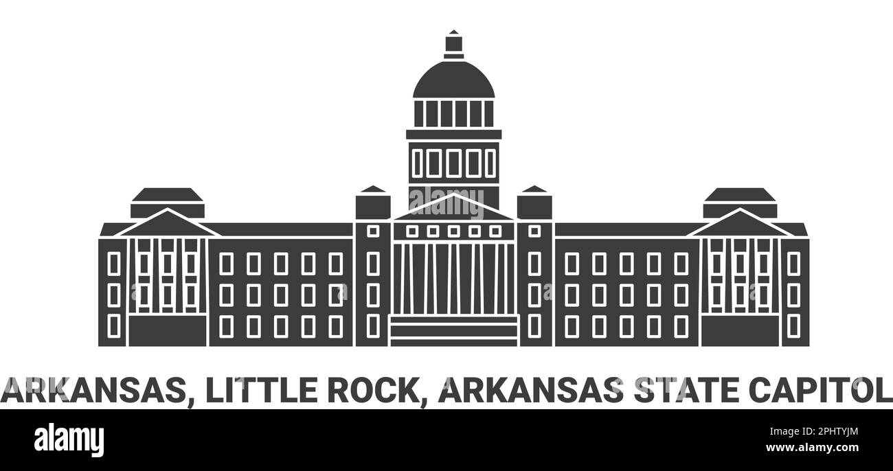 Stati Uniti, Arkansas, Little Rock, Arkansas state Capitol, viaggio punto di riferimento vettore illustrazione Illustrazione Vettoriale