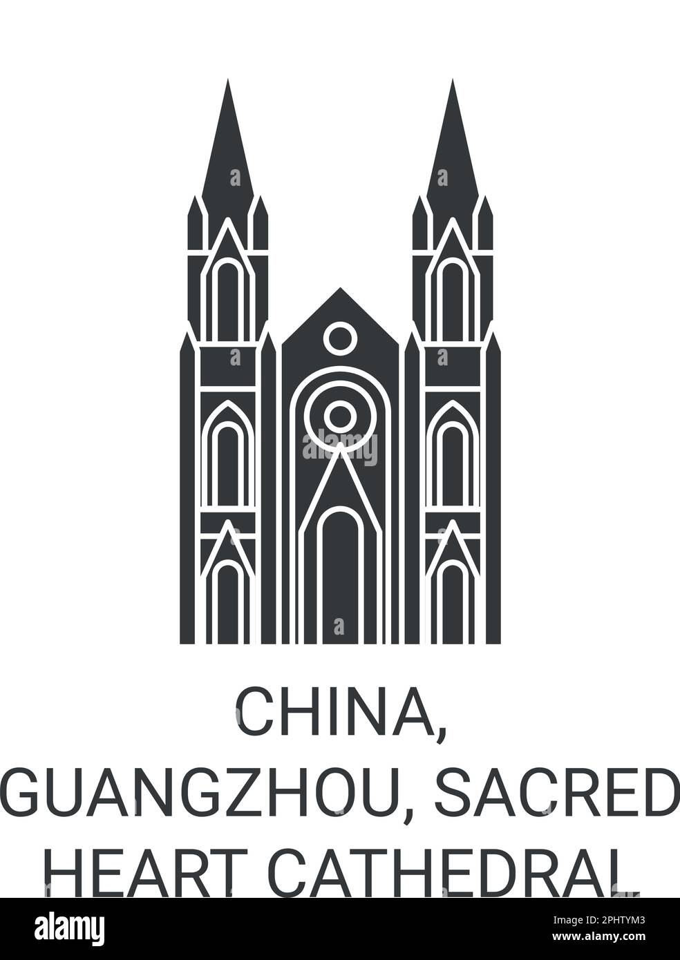 Cina, Guangzhou, Cattedrale del Sacro cuore viaggio punto di riferimento vettore illustrazione Illustrazione Vettoriale