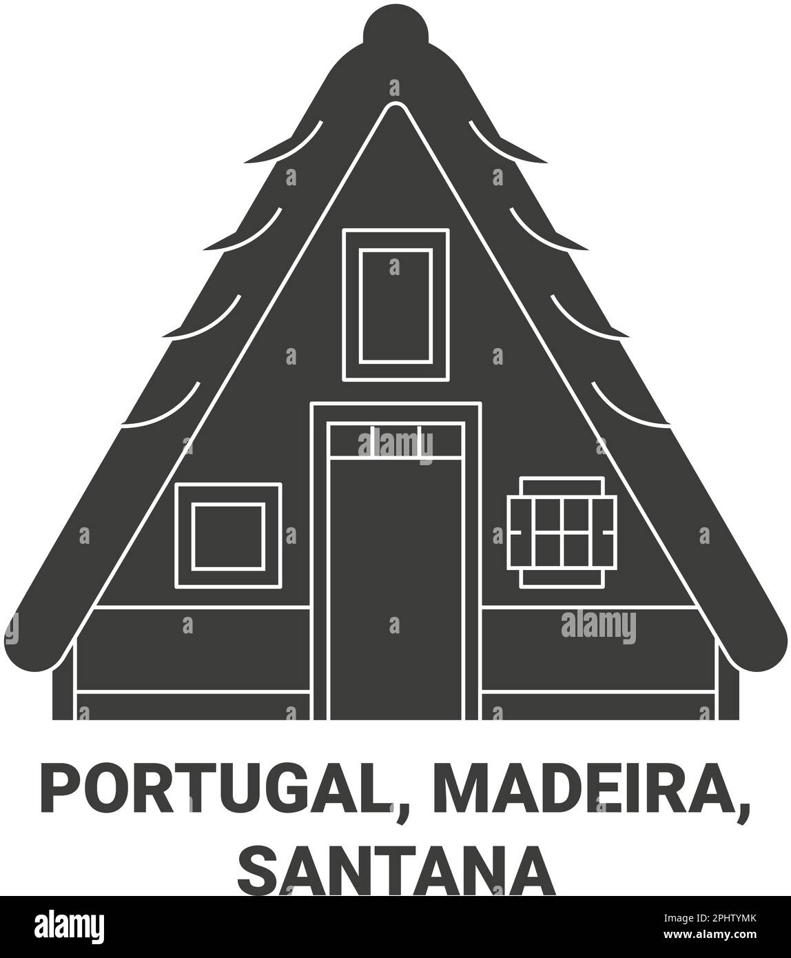 Portogallo, Madeira, Santana viaggio punto di riferimento vettore illustrazione Illustrazione Vettoriale