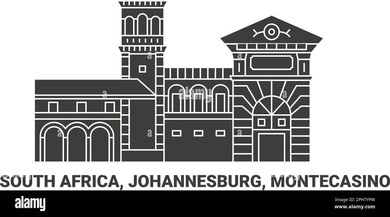 Sud Africa, Johannesburg, Montecasino, viaggio punto di riferimento vettoriale illustrazione Illustrazione Vettoriale