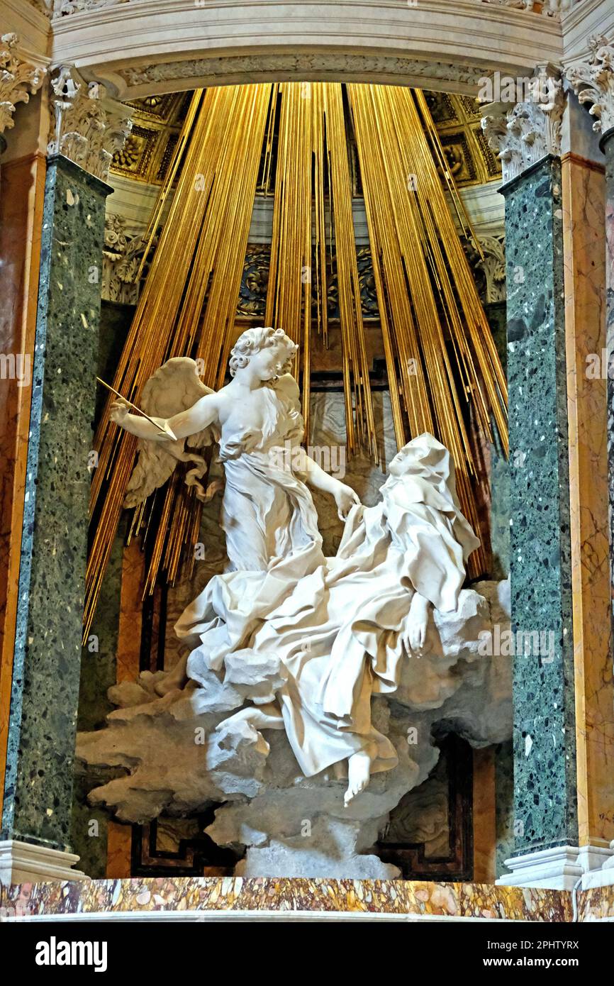 L'estasi di Santa Teresa di Bernini a Santa Maria della Vittoria a Roma Italia Foto Stock