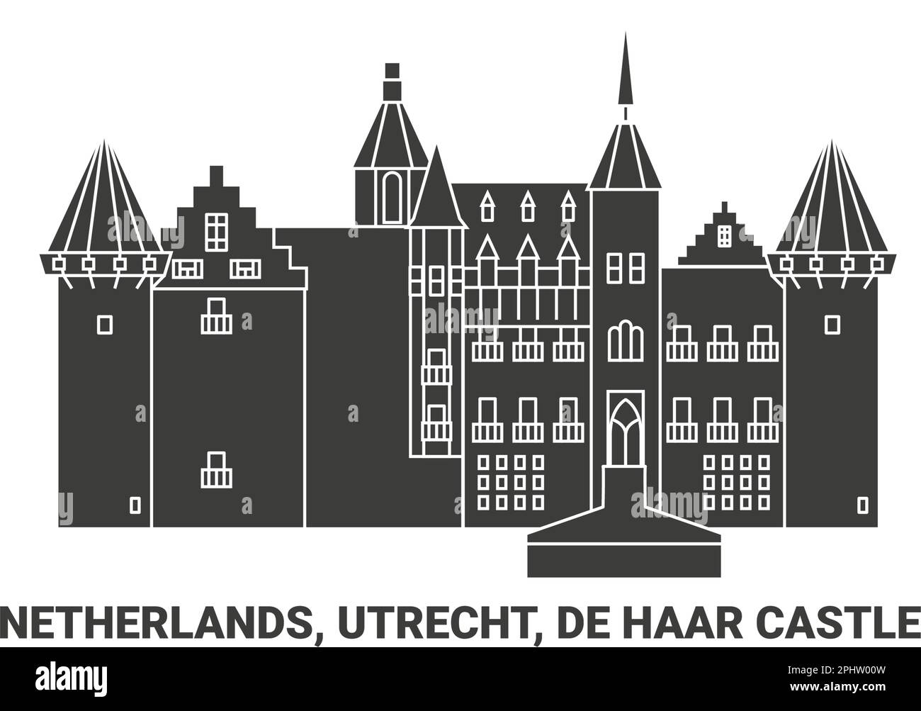 Olanda, Utrecht, Castello di De Haar, viaggio punto di riferimento vettoriale illustrazione Illustrazione Vettoriale