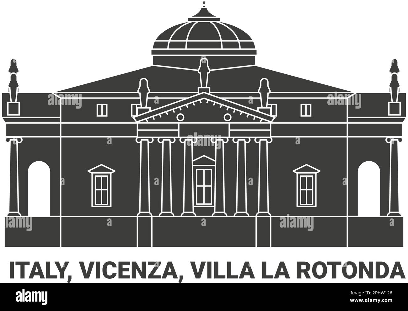 Italia, Vicenza, Villa la rotonda, viaggio punto di riferimento vettoriale illustrazione Illustrazione Vettoriale