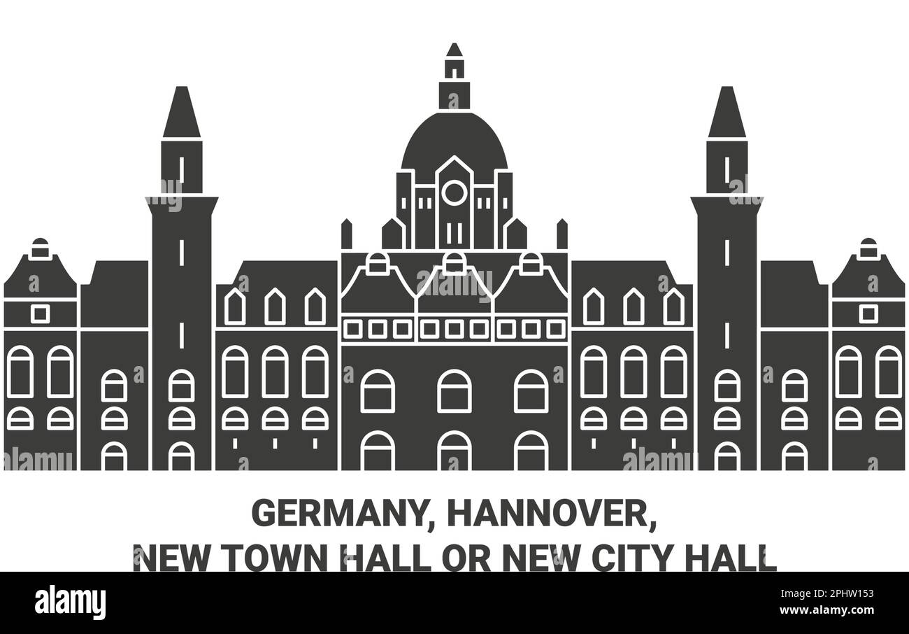 Germania, Hannover, nuovo Municipio o nuovo Municipio viaggio punto di riferimento vettoriale illustrazione Illustrazione Vettoriale