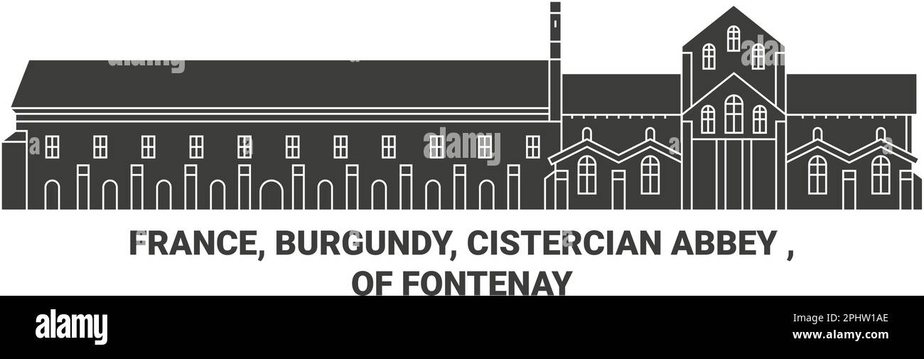 Francia, Borgogna, Abbazia cistercense , di Fontenay viaggio punto di riferimento vettoriale illustrazione Illustrazione Vettoriale