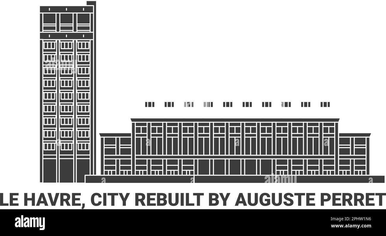 Francia, le Havre, città ricostruita da Auguste Perret, viaggio punto di riferimento vettore illustrazione Illustrazione Vettoriale