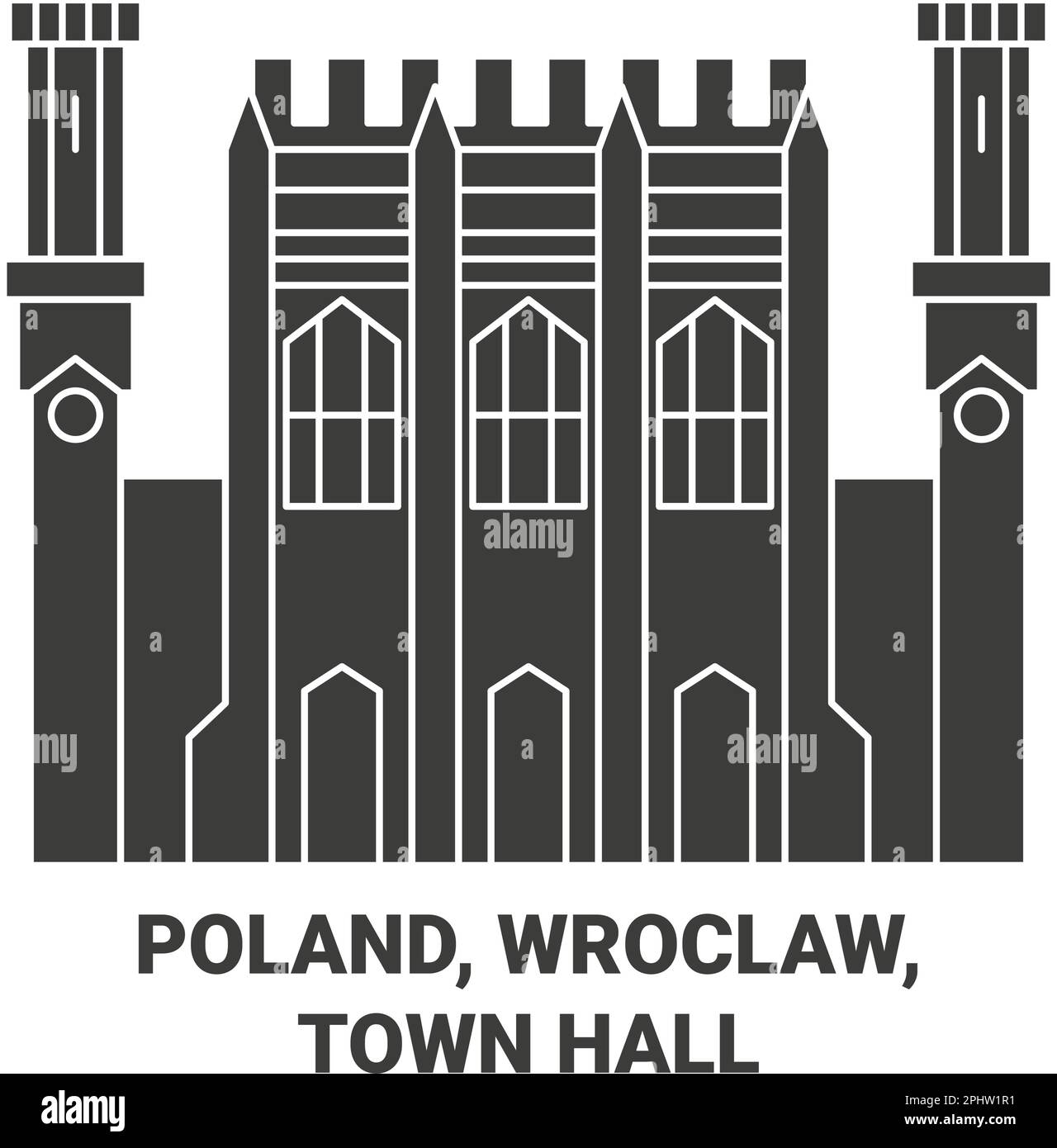 Polonia, Wroclaw, Municipio viaggio punto di riferimento vettore illustrazione Illustrazione Vettoriale
