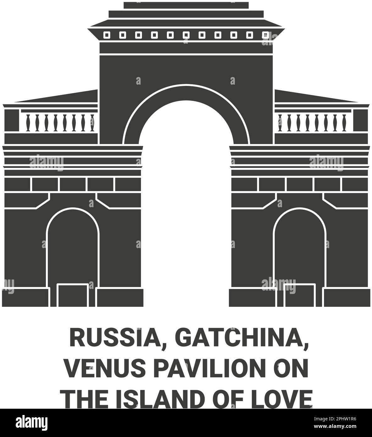 Russia, Gatchina, Padiglione di Venere sull'Isola dell'Amore viaggio punto di riferimento vettore illustrazione Illustrazione Vettoriale