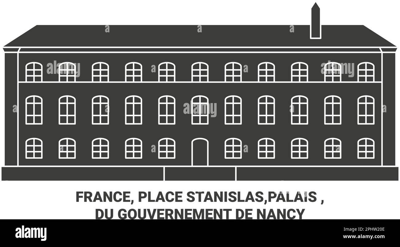 Francia, Place Stanislas,Palais , Du Gouvernement De Nancy viaggio punto di riferimento vettore illustrazione Illustrazione Vettoriale