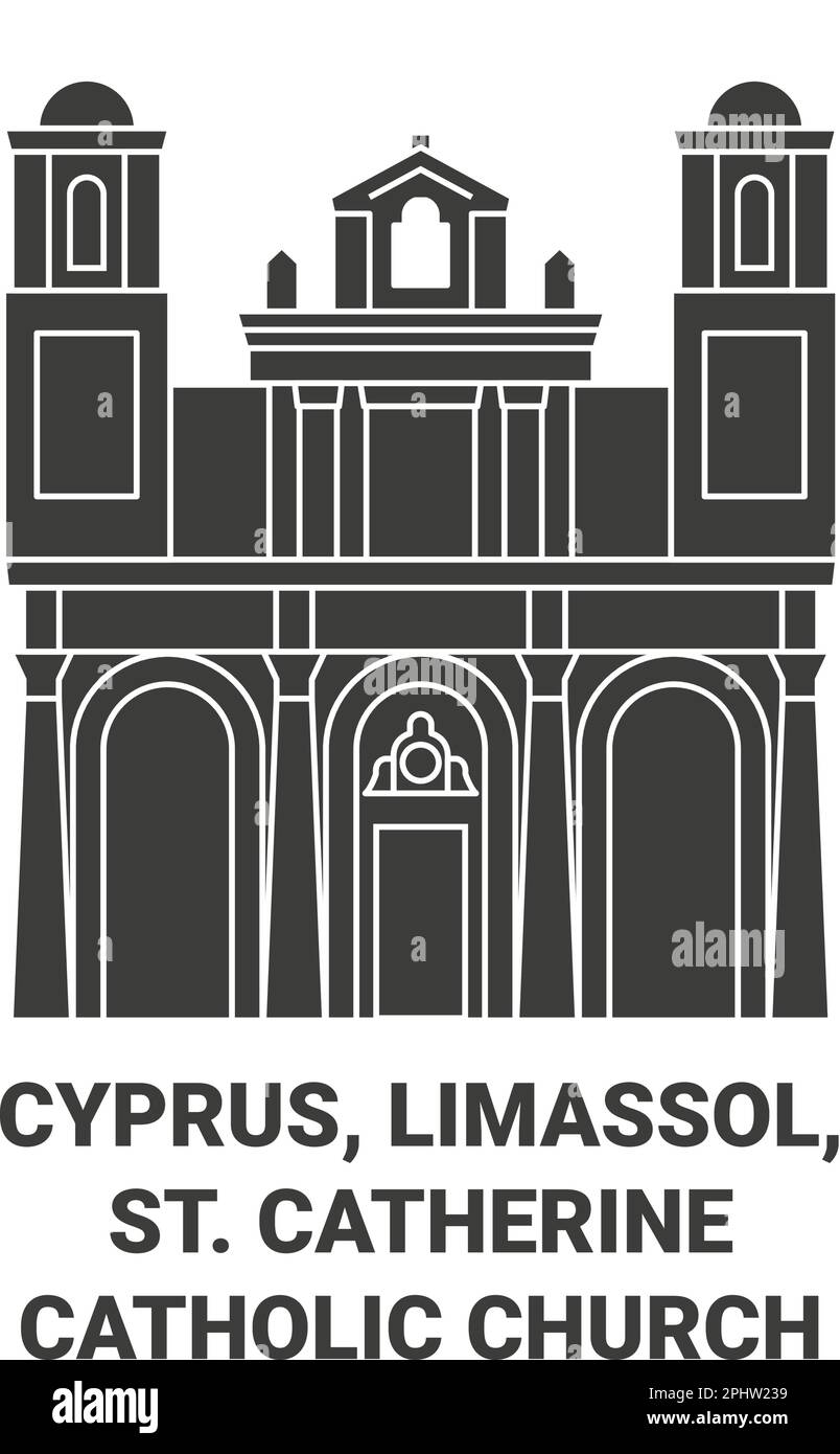Cipro, Limassol, St. Catherine Catherine Chiesa cattolica viaggio punto di riferimento vettore illustrazione Illustrazione Vettoriale