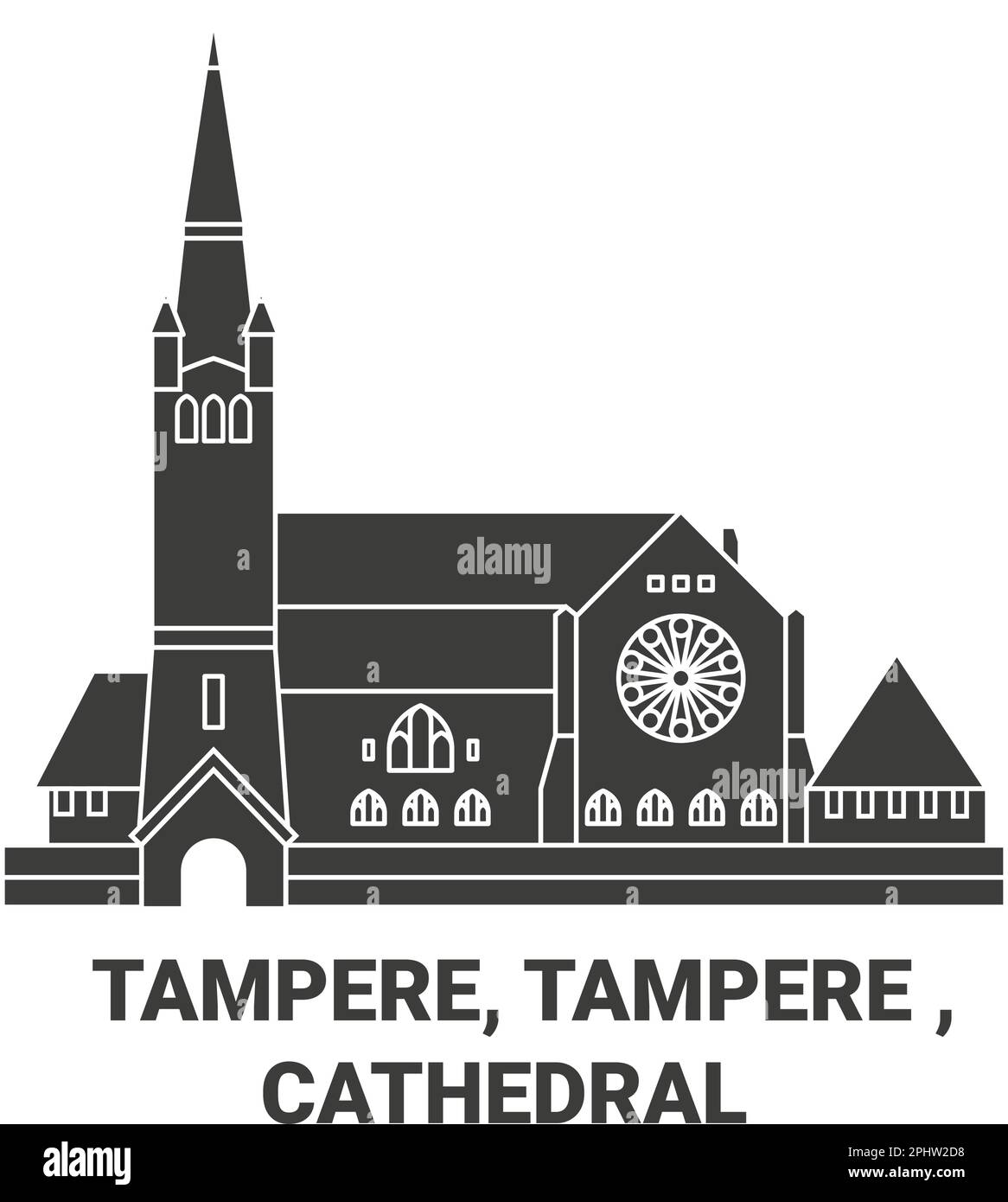 Finlandia, Tampere, Tampere , disegno vettoriale di riferimento del viaggio della Cattedrale Illustrazione Vettoriale
