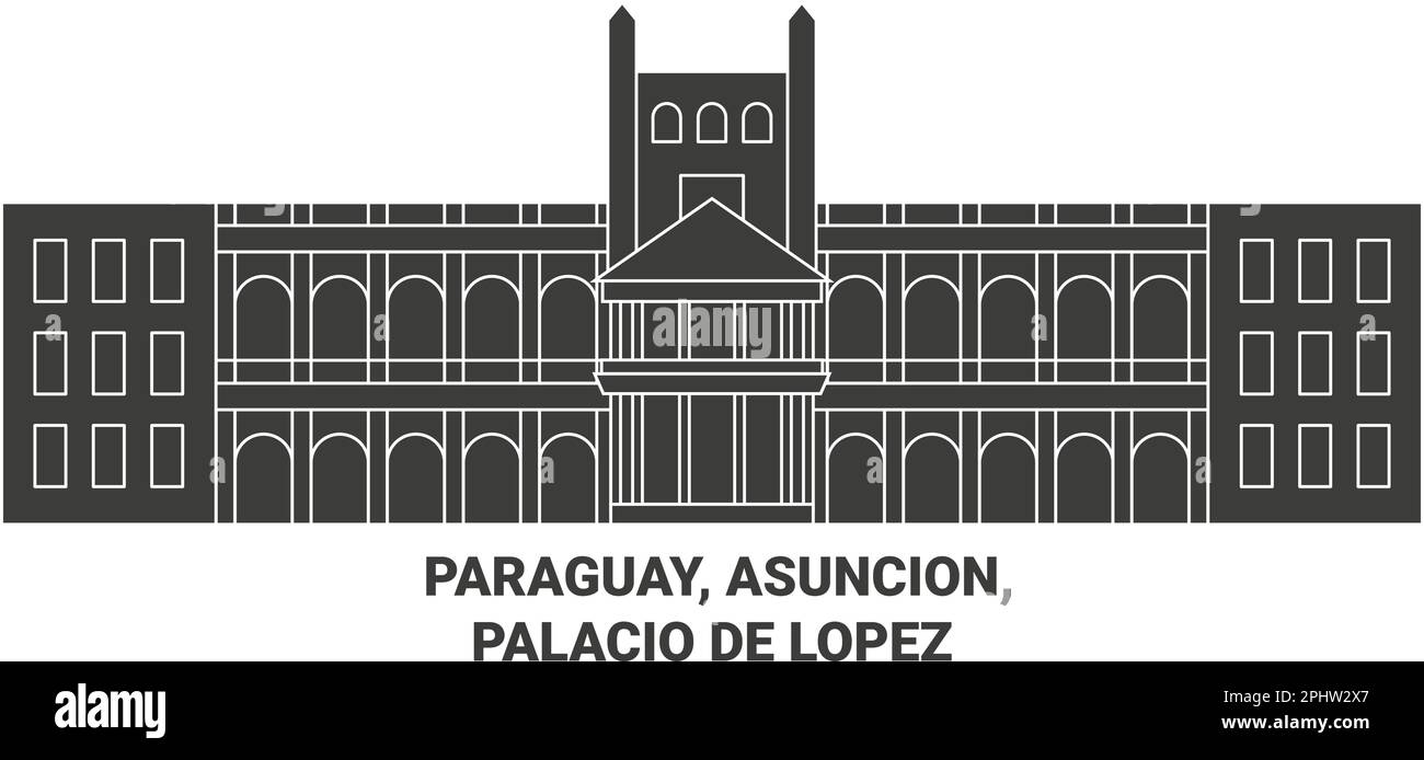 Paraguay, Asuncion, Palacio De Lopez viaggio punto di riferimento vettoriale illustrazione Illustrazione Vettoriale