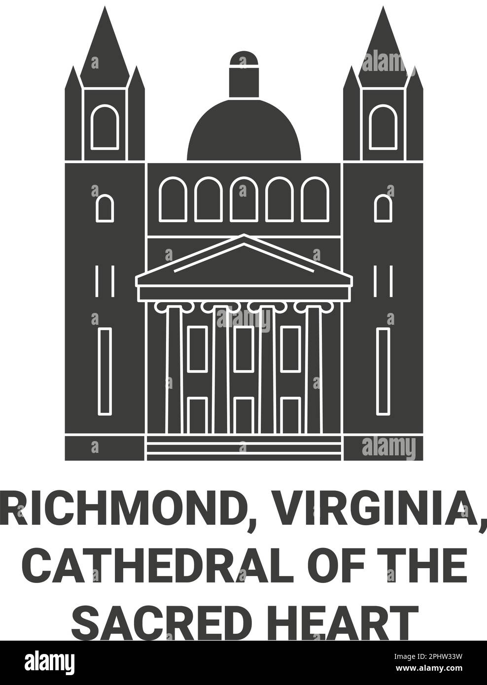 Stati Uniti, Richmond, Virginia, Cattedrale del Sacro cuore viaggio punto di riferimento vettore illustrazione Illustrazione Vettoriale