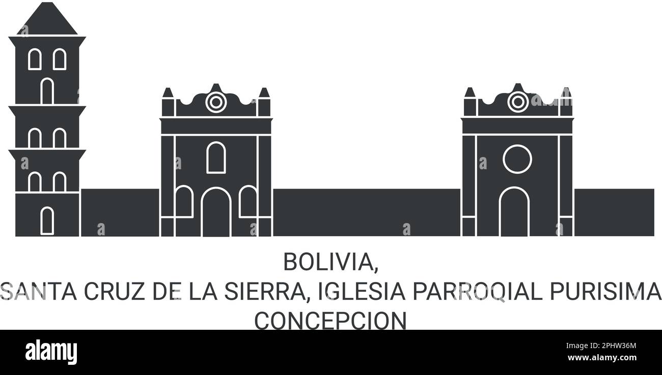 Bolivia, Santa Cruz De la Sierra, Iglesia Parroqial Purissima Concepcion viaggio punto di riferimento vettore illustrazione Illustrazione Vettoriale