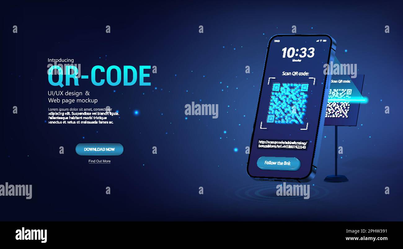 Scansione del codice QR tramite uno smartphone sul supporto Illustrazione Vettoriale