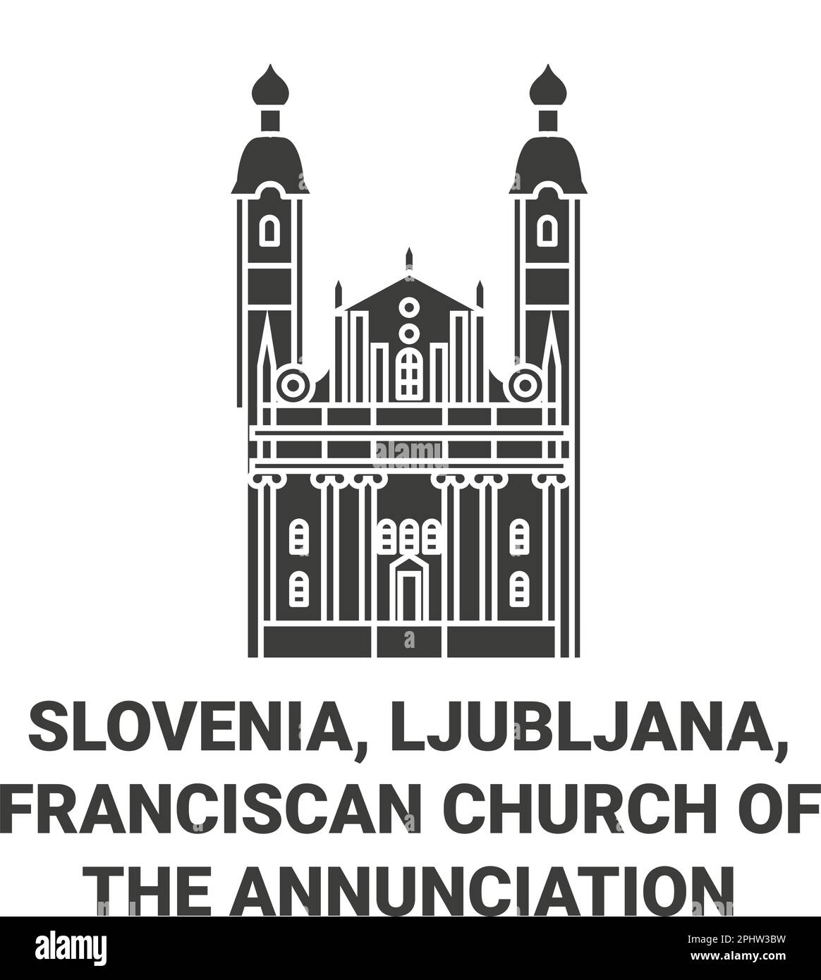 Slovenia, Lubiana, Chiesa Francescana dell'Annunciazione viaggio punto di riferimento vettoriale illustrazione Illustrazione Vettoriale